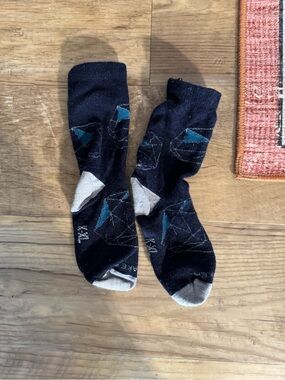 Icebreaker kids Navy Crew Socks with Teal and Gray Accents